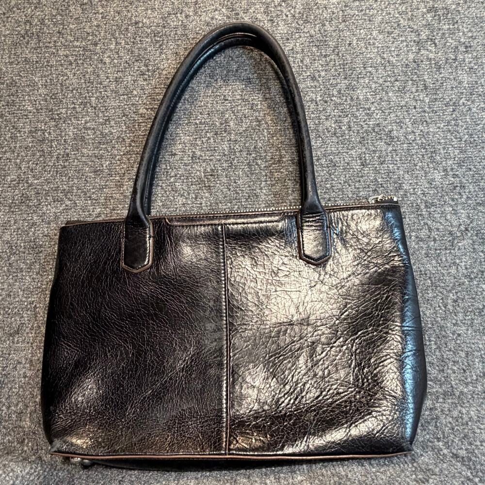 Hobo International Black Leather Shoulder Bag Tote Satchel Purse Double Handle